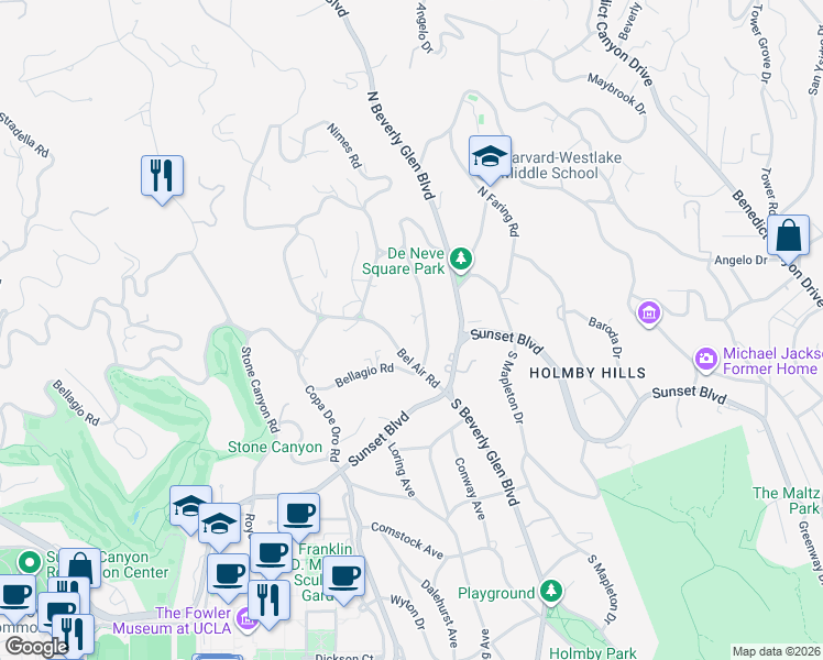 map of restaurants, bars, coffee shops, grocery stores, and more near 259 Saint Pierre Road in Los Angeles