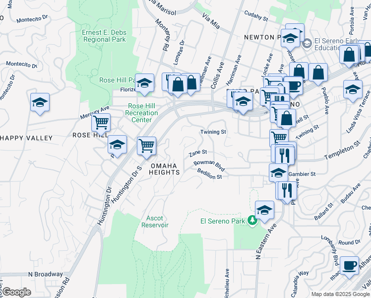 map of restaurants, bars, coffee shops, grocery stores, and more near 3220 Kenneth Drive in Los Angeles