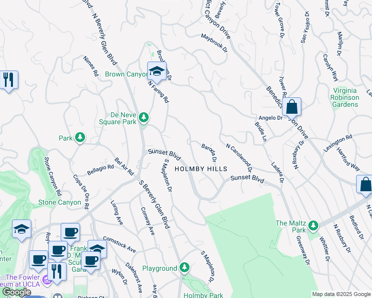 map of restaurants, bars, coffee shops, grocery stores, and more near 243 Delfern Drive in Los Angeles