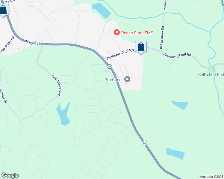 map of restaurants, bars, coffee shops, grocery stores, and more near 117 Mead Court in Hoschton
