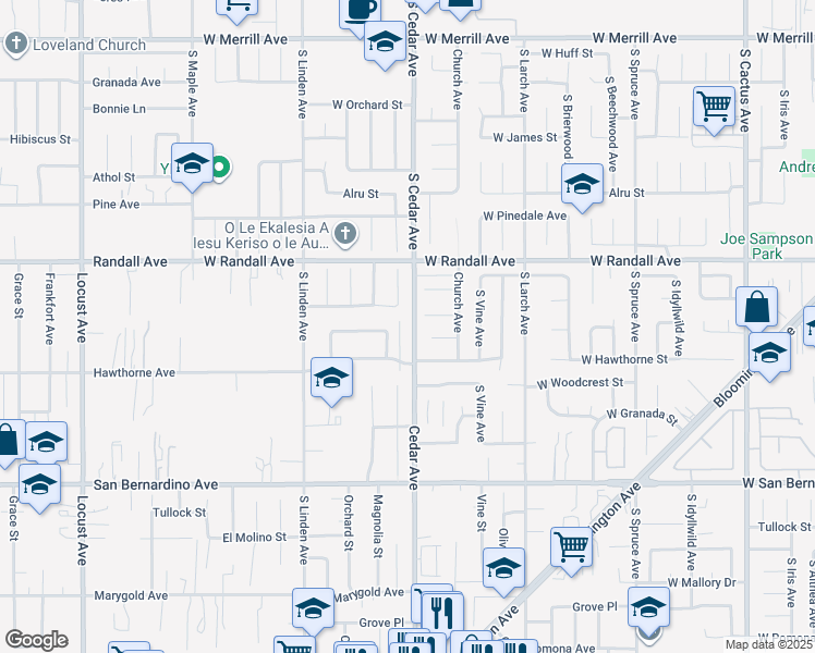map of restaurants, bars, coffee shops, grocery stores, and more near 9416 Cedar Avenue in Bloomington