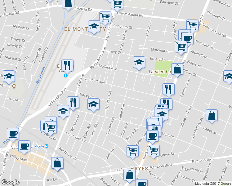 map of restaurants, bars, coffee shops, grocery stores, and more near 11251 Frankmont Court in El Monte