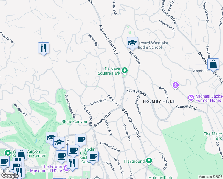 map of restaurants, bars, coffee shops, grocery stores, and more near 259 Saint Pierre Road in Los Angeles