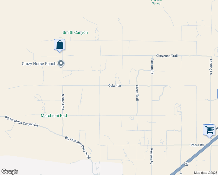 map of restaurants, bars, coffee shops, grocery stores, and more near 50825 Oskar Lane in Morongo Valley