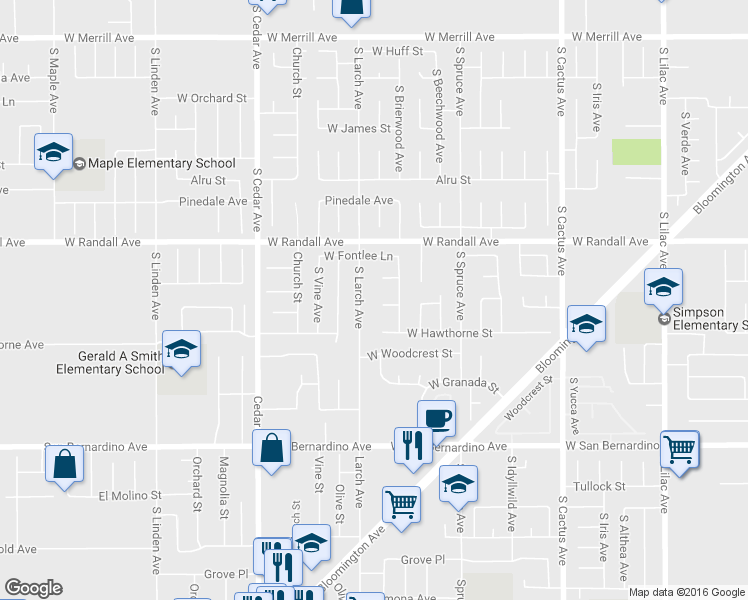 map of restaurants, bars, coffee shops, grocery stores, and more near 1060 W Montrose St in Bloomington