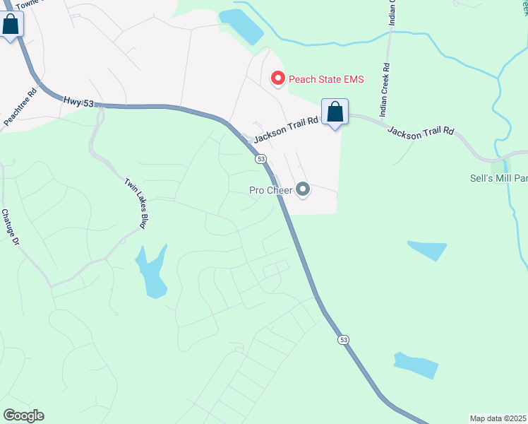 map of restaurants, bars, coffee shops, grocery stores, and more near 117 Mead Court in Hoschton