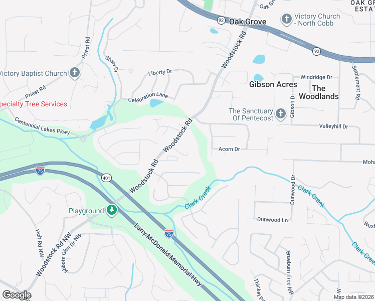 map of restaurants, bars, coffee shops, grocery stores, and more near 5324 Woodstock Road in Acworth