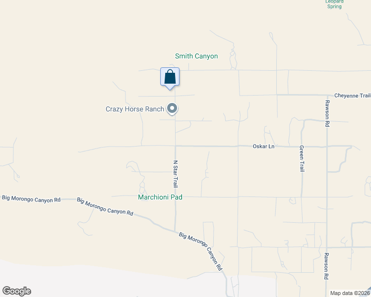 map of restaurants, bars, coffee shops, grocery stores, and more near 50531 Oskar Lane in Morongo Valley