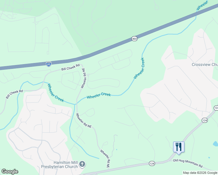 map of restaurants, bars, coffee shops, grocery stores, and more near Maston Road in Auburn