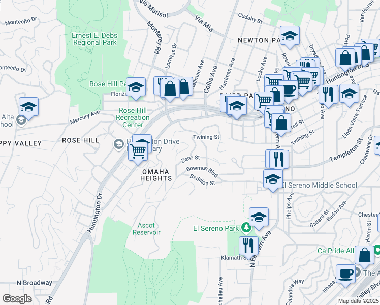 map of restaurants, bars, coffee shops, grocery stores, and more near in Los Angeles