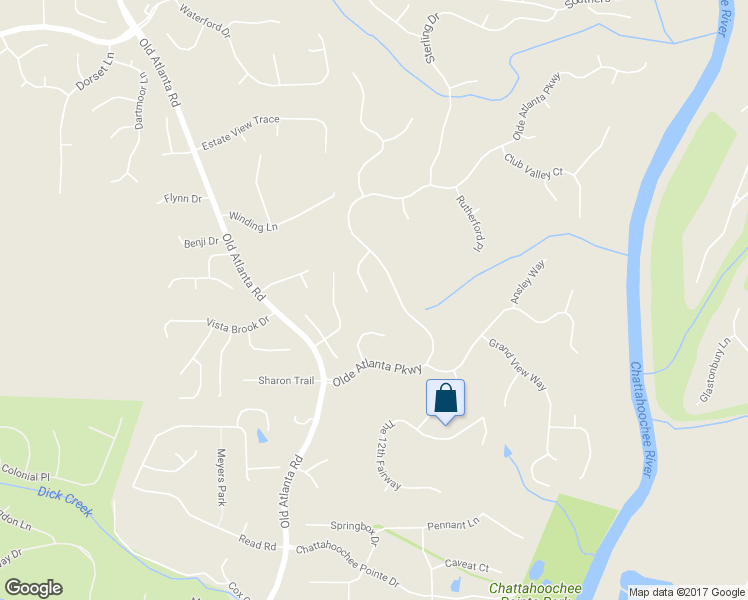 map of restaurants, bars, coffee shops, grocery stores, and more near 5985 Waterford Place in Suwanee