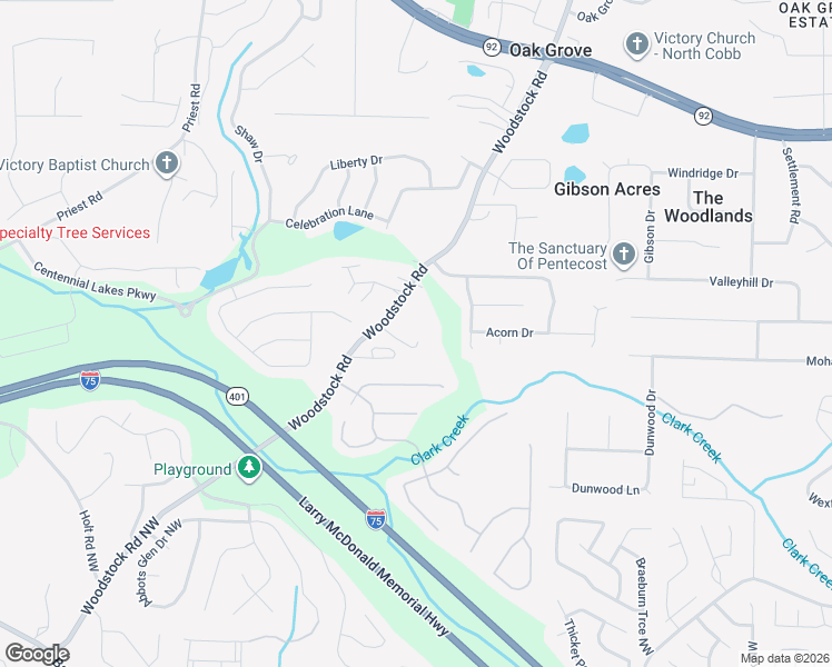 map of restaurants, bars, coffee shops, grocery stores, and more near 5324 Woodstock Road in Acworth