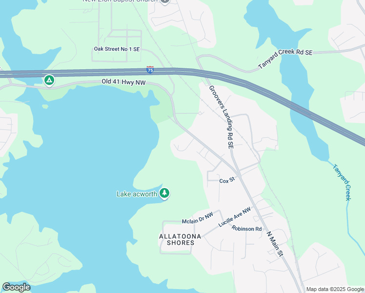 map of restaurants, bars, coffee shops, grocery stores, and more near 5122 Cantrell Pointe Southeast in Acworth