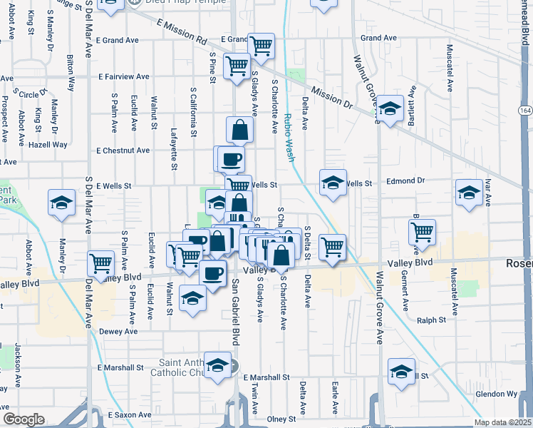 map of restaurants, bars, coffee shops, grocery stores, and more near 841 Scott Street in San Gabriel