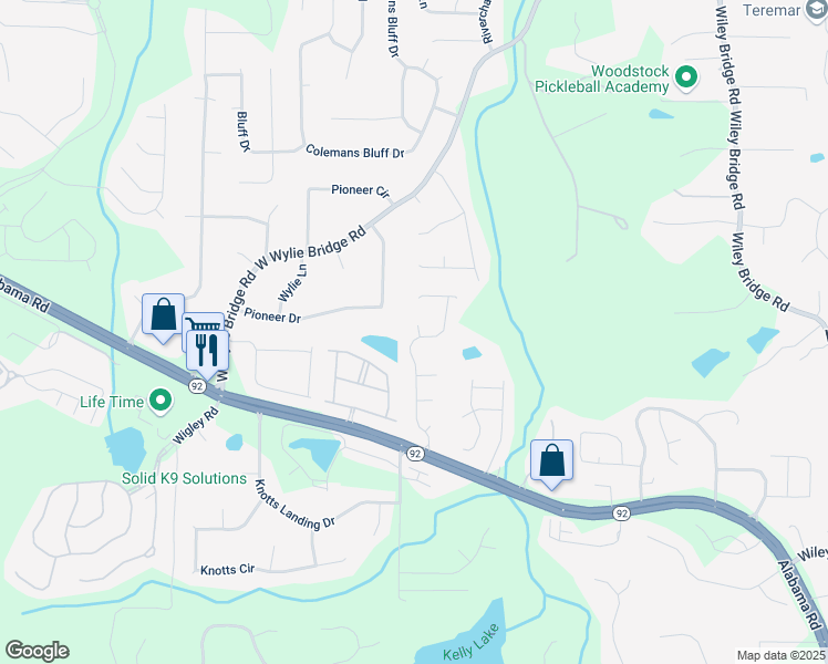 map of restaurants, bars, coffee shops, grocery stores, and more near 1057 Daventry Crossing in Woodstock