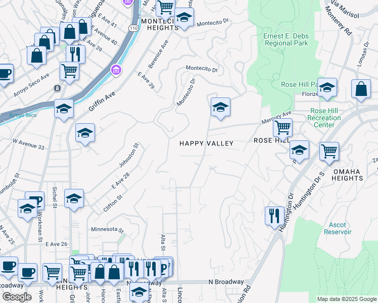 map of restaurants, bars, coffee shops, grocery stores, and more near 3661 Gillig Avenue in Los Angeles