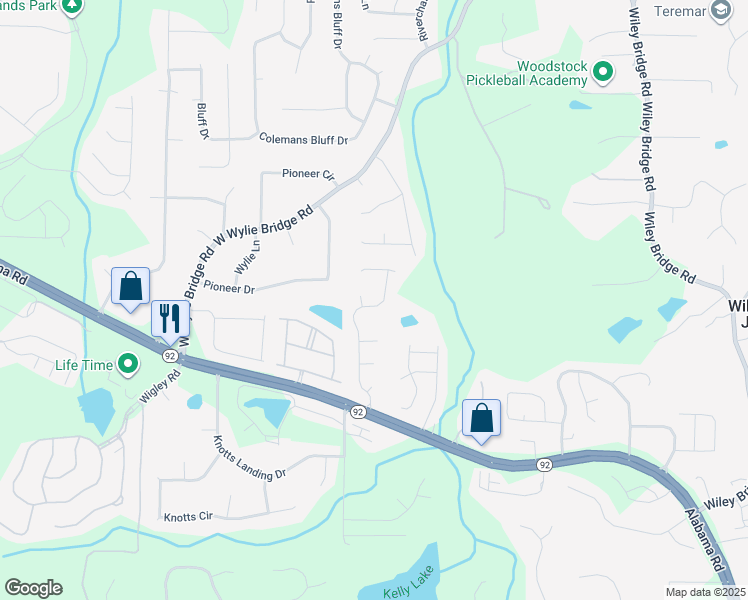 map of restaurants, bars, coffee shops, grocery stores, and more near 1063 Daventry Crossing in Woodstock