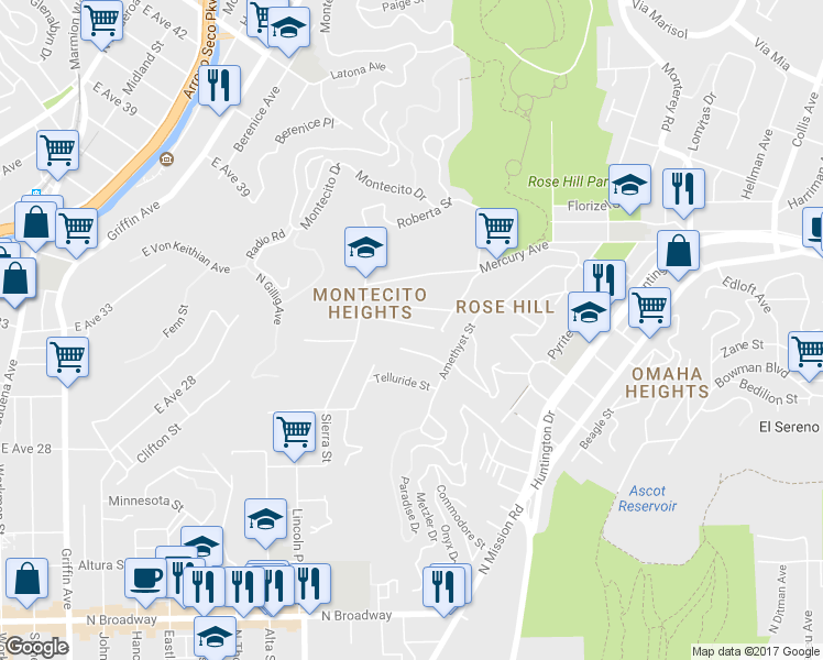 map of restaurants, bars, coffee shops, grocery stores, and more near 3756 Rolle Street in Los Angeles