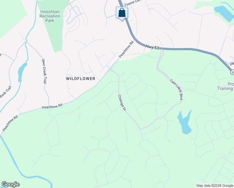 map of restaurants, bars, coffee shops, grocery stores, and more near 228 Chatuge Drive in Hoschton