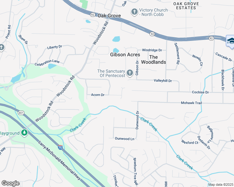 map of restaurants, bars, coffee shops, grocery stores, and more near 427 Acorn Drive in Acworth