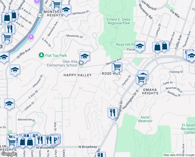 map of restaurants, bars, coffee shops, grocery stores, and more near 3304 Reynolds Avenue in Los Angeles