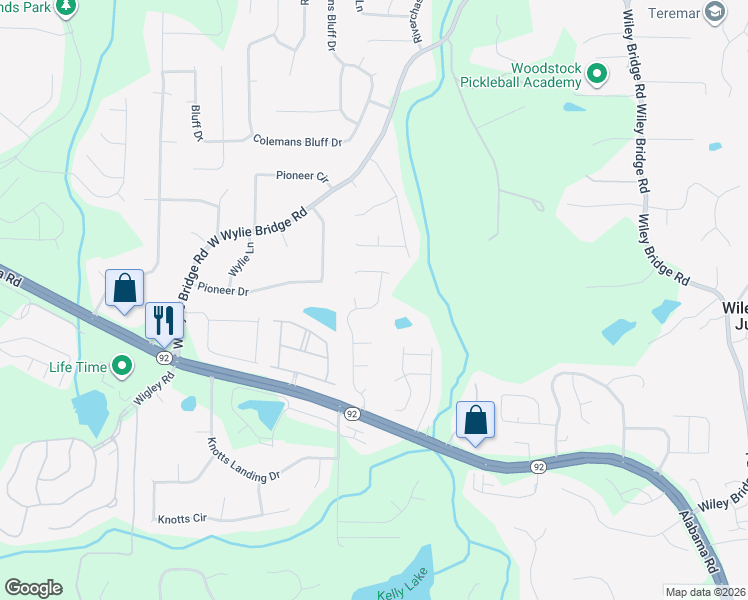 map of restaurants, bars, coffee shops, grocery stores, and more near 1067 Daventry Crossing in Woodstock