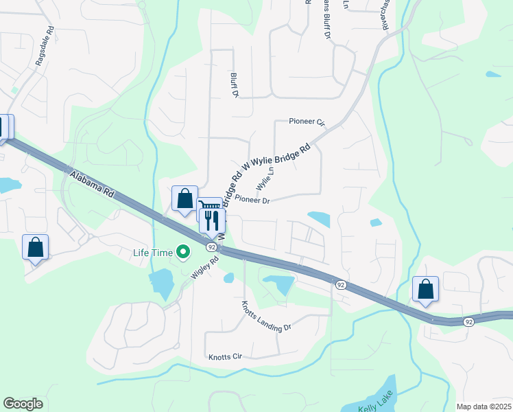 map of restaurants, bars, coffee shops, grocery stores, and more near 110 Pioneer Drive in Woodstock