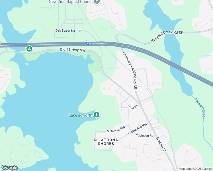 map of restaurants, bars, coffee shops, grocery stores, and more near 5122 Cantrell Pointe Southeast in Acworth