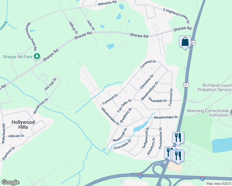map of restaurants, bars, coffee shops, grocery stores, and more near 712 Torwood Drive in Columbia