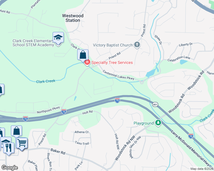 map of restaurants, bars, coffee shops, grocery stores, and more near 211 Madison Avenue in Acworth
