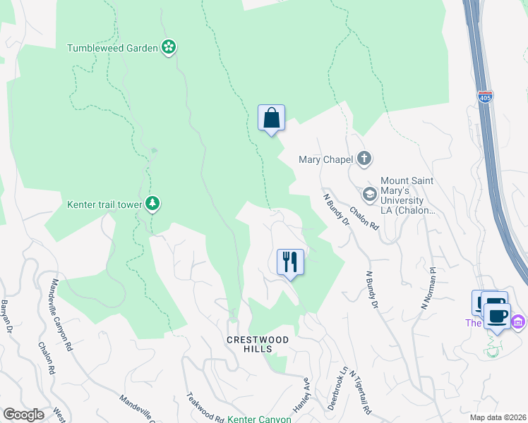 map of restaurants, bars, coffee shops, grocery stores, and more near 1515 North Tigertail Road in Los Angeles