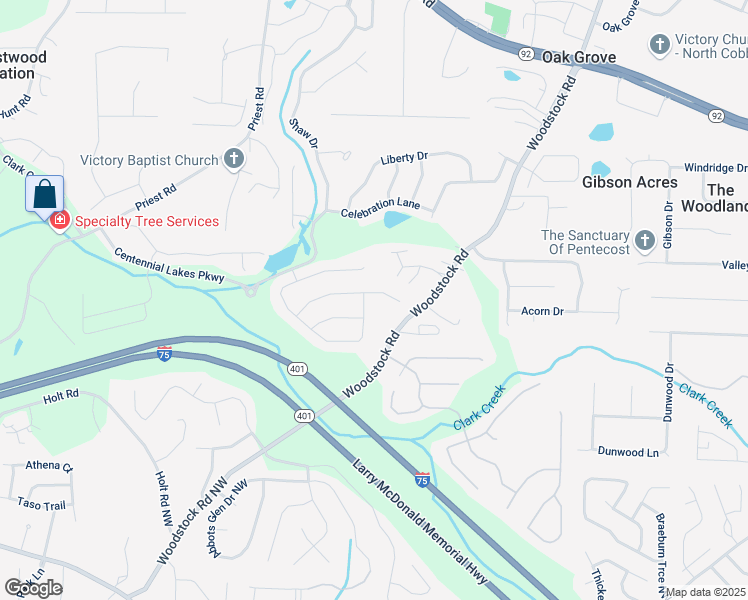 map of restaurants, bars, coffee shops, grocery stores, and more near 726 Independence Lane in Acworth
