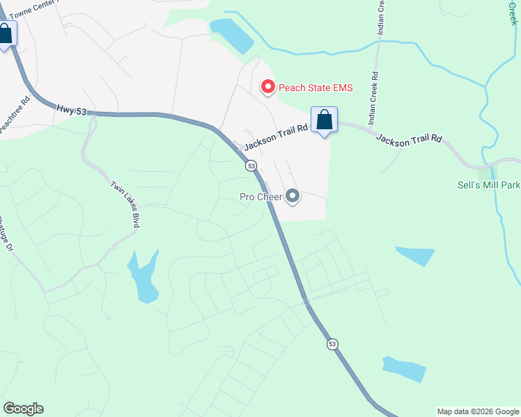 map of restaurants, bars, coffee shops, grocery stores, and more near in Hoschton