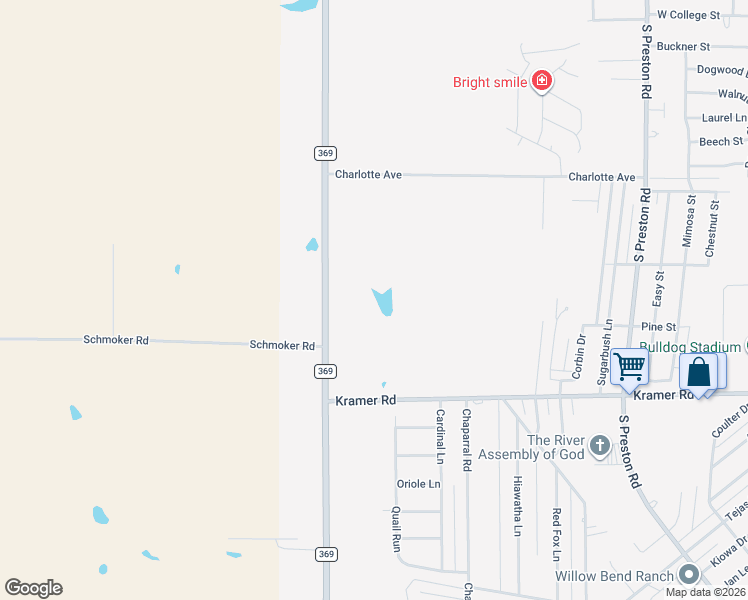 map of restaurants, bars, coffee shops, grocery stores, and more near 912 Farm to Market 369 in Burkburnett