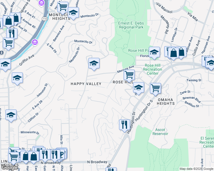 map of restaurants, bars, coffee shops, grocery stores, and more near 4136 Raynol Street in Los Angeles
