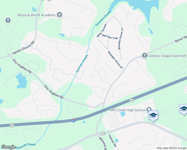 map of restaurants, bars, coffee shops, grocery stores, and more near 4474 Well Springs Court in Buford
