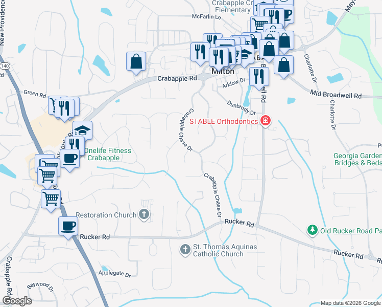 map of restaurants, bars, coffee shops, grocery stores, and more near 100 Hedge Lawn Trail in Alpharetta