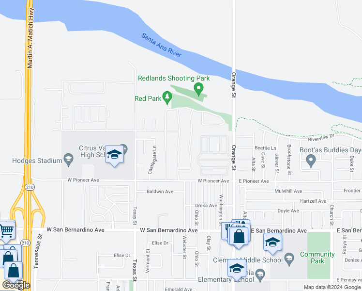 map of restaurants, bars, coffee shops, grocery stores, and more near 1940 Furlow Drive in Redlands
