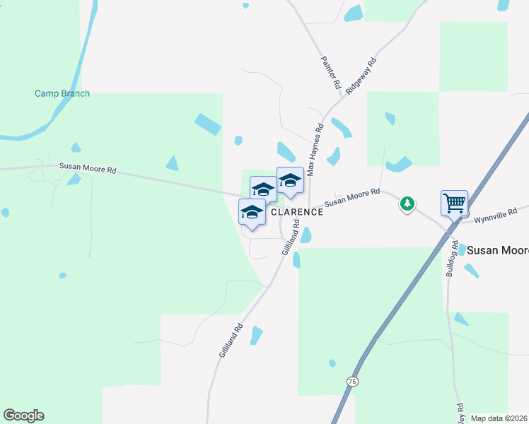 map of restaurants, bars, coffee shops, grocery stores, and more near 3996 Susan Moore Road in Blountsville