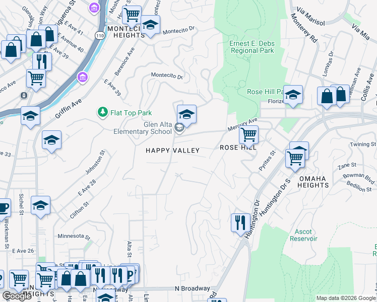 map of restaurants, bars, coffee shops, grocery stores, and more near 3756 Rolle Street in Los Angeles