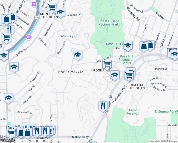 map of restaurants, bars, coffee shops, grocery stores, and more near 4136 Raynol Street in Los Angeles