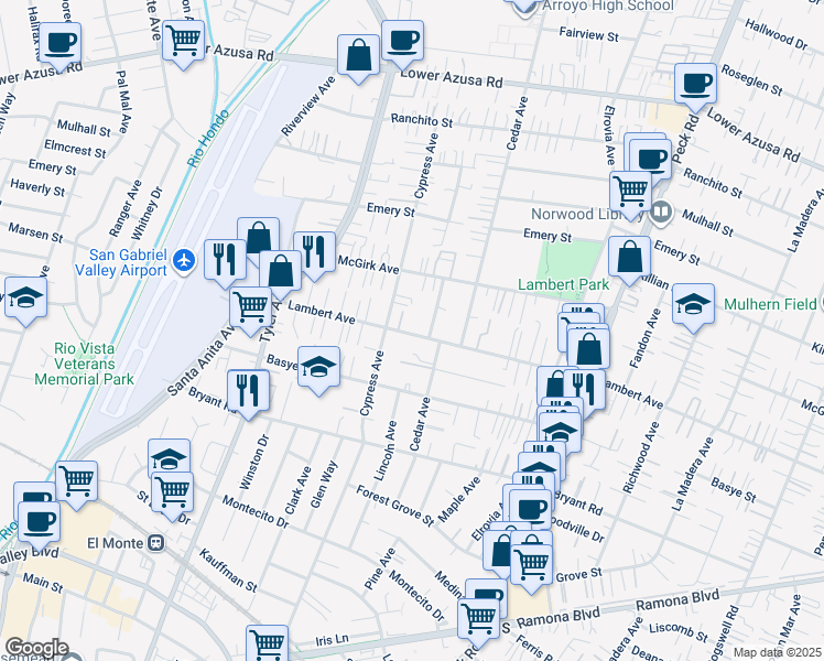 map of restaurants, bars, coffee shops, grocery stores, and more near 11251 Frankmont Court in El Monte