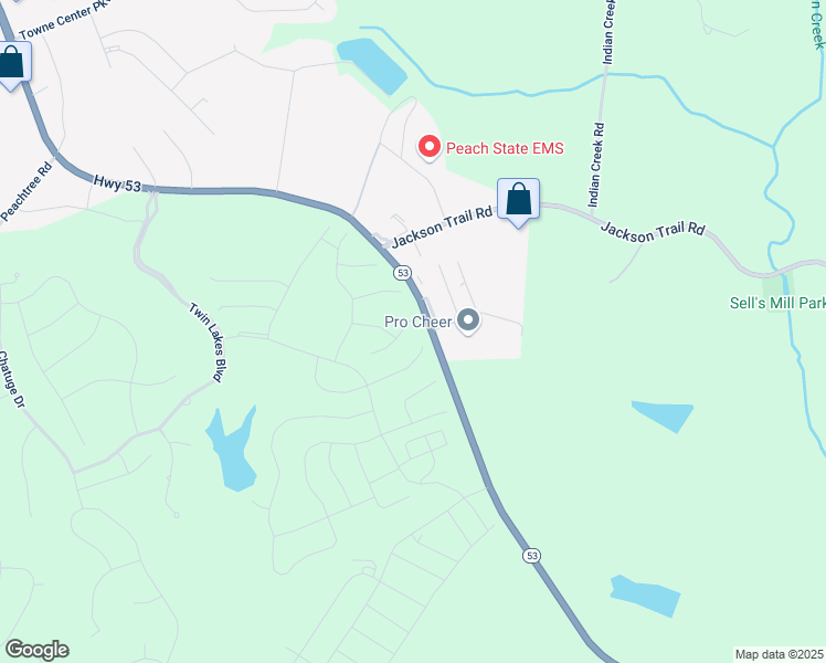 map of restaurants, bars, coffee shops, grocery stores, and more near 334 Pepin Court in Hoschton
