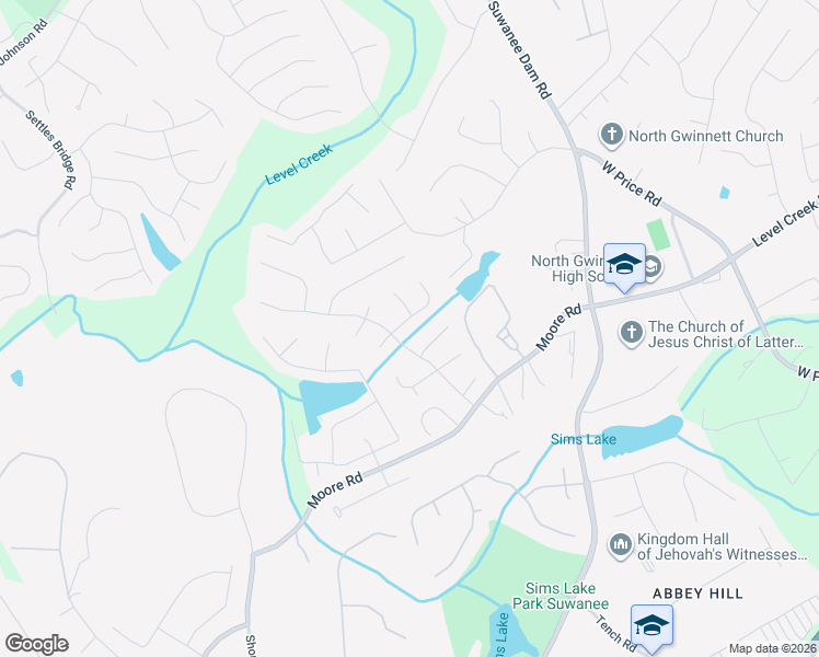 map of restaurants, bars, coffee shops, grocery stores, and more near 262 Sandhurst Court in Suwanee