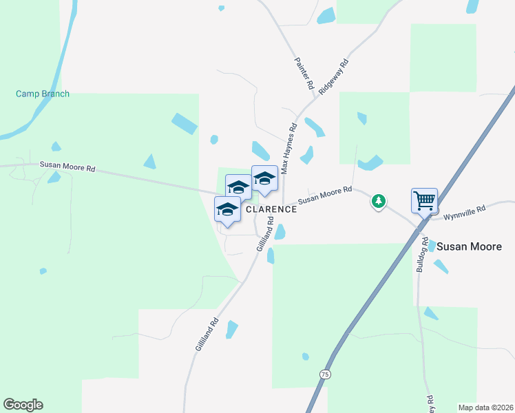 map of restaurants, bars, coffee shops, grocery stores, and more near 4040 Susan Moore Road in Blountsville