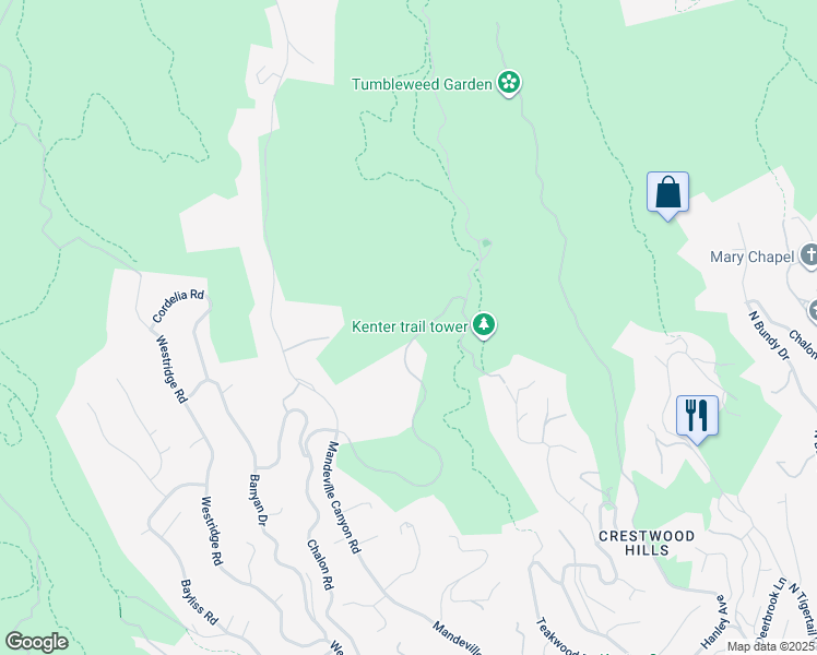 map of restaurants, bars, coffee shops, grocery stores, and more near 12705 Chalon Road in Los Angeles