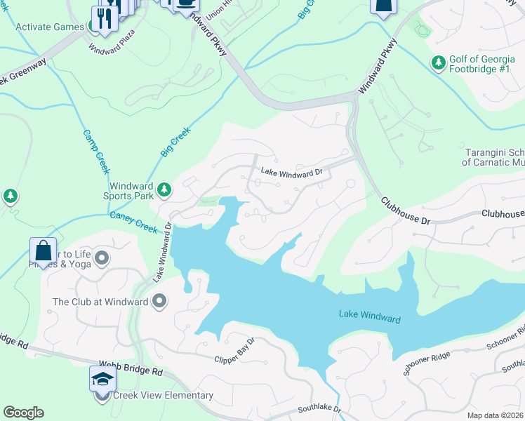 map of restaurants, bars, coffee shops, grocery stores, and more near 7125 Harbour Landing in Alpharetta