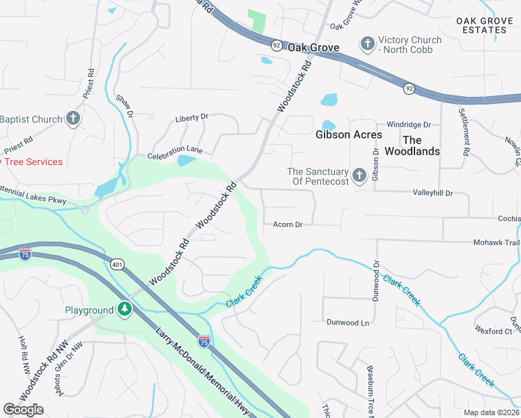 map of restaurants, bars, coffee shops, grocery stores, and more near 208 Autumn Trail in Acworth