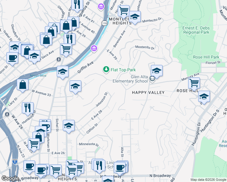 map of restaurants, bars, coffee shops, grocery stores, and more near 617 East Avenue 28 in Los Angeles