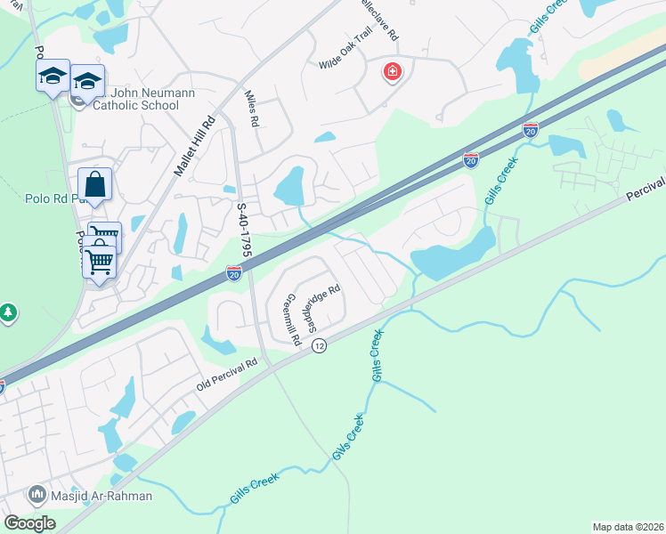 map of restaurants, bars, coffee shops, grocery stores, and more near 328 Oakbrook Village Road in Columbia